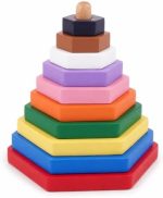 Tantrums Hexagone Stacking Rings Graded Tower Toy for Kids - Sensory Toys for 6 to 12 Months | Wooden Building Block Tower Toy | Stacker Montessori Learning for Babies | Educational Motor Skills - Image 2
