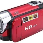 Digital Video Camera, Full HD 1080P Camcorder with 16x Zoom, 16MP, 3-inch Screen, Night Vision, Anti-Shake, 270 Degree Rotation, 32GB Storage, Red, for Vlogging