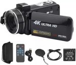 Digital 4K Video Camera Camcorder, 30MP with 16X Zoom, 3.0-Inch IPS Touch Screen, Wi-Fi, Night Vision, 32GB Storage, Remote Control for YouTube Vlogging, Black - Image 2