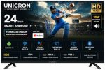 UNICRON 24 Inch HD Ready Smart LED TV, Android Smart TV with Wi-Fi, HDR, Screen Mirroring, 30W Speakers, Frameless Display, 2 HDMI, 1 USB, Black - Image 2