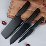 ZUDELLA Professional Kitchen Knife Set, 3-Piece Black Chef Knives with Ergonomic Handles Sharp Manual Sharpening for Home Kitchen & Restaurant (Black) - Image 2