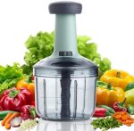 Xmart India Chopper for Kitchen Use, 900ml Push Chopper with 5 Blades, Vegetable Cutter Kitchen Accessories Items for Home Cutting Vegetables, Onion, Ginger, Garlic, Salad, Tomato, Potato (Pista) - Image 2