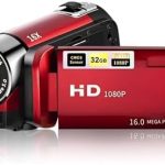Yoidesu Camcorder, 1080P 16MP DV USB Built In Camera Vlogging Camera Recorder, 2.7in TFT 270 Degree Rotating 16X Digital Zoom Youtube Camera for Teens Students Boys Girls (Red),16 Megapixels