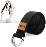 FitBox Sports Yoga Belt for Men and Women - Yoga Strap for Stretching with Extra Safe Adjustable D-Ring Buckle Strap for Stretching, Yoga, Pilates, Physical Therapy & Fitness - Black - Image 2