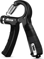 FitBox Sports Adjustable Hand Grip (5kg - 60kg) Strengthener with Counter for Men & Women for Gym Workout Hand Exercise Equipment to Use in Home for Forearm Exercise (Black) Stainless Steel Spring