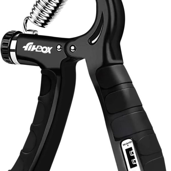 FitBox Sports Adjustable Hand Grip (5kg - 60kg) Strengthener with Counter for Men & Women for Gym Workout Hand Exercise Equipment to Use in Home for Forearm Exercise (Black) Stainless Steel Spring