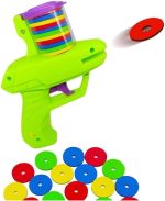 Kidoyz Foam Disc Launcher Toy Gun for Kids | Flying Frisbee Foam Blaster with Stackable Magazine & Easy Trigger Action | Indoor Outdoor Fun Shooting Game | Safe Disc Shooter Toy for Boys & Girls
