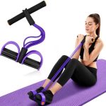 Yoga Pedal Puller Resistance Band, 4 Tube Natural Rubber Pedal Exerciser for Home Workout, Full Body Exercise Equipment for Abs Arms Legs Stretching and Strength Training for Men & Women (Multicolor) - Image 2