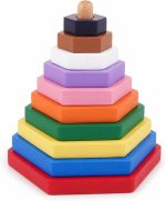 Tantrums Hexagone Stacking Rings Graded Tower Toy for Kids - Sensory Toys for 6 to 12 Months | Wooden Building Block Tower Toy | Stacker Montessori Learning for Babies | Educational Motor Skills