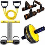 PRO365 Ultimate Home Workout Combo – 4-Piece Fitness Kit with Ab Roller, Push-Up Bars, Tummy Trimmer & Toning Tube - Image 2