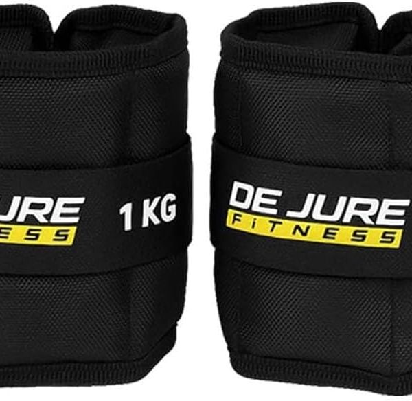 De Jure Fitness Adjustable Ankle & Wrist Weights Pair (1KG x 2) for Men & Women | Strength Training, Walking, Running, Workout, Yoga | Comfortable, Durable | Z Black – 2KG