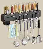 Deejay Kitchen Shelf Wall Mount Knife Holder,Towel Hanger, Spatula Ladle Hanging Hooks, Cutlery Holder Storage Rack High Grade Metal Multi-Purpose (44 x 4.5 x 8cm) - Image 2