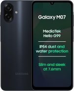 Samsung Galaxy M07 Mobile (Black, 4GB RAM, 64GB Storage) | MediaTek Helio G99 | AnTuTu 624K | IP54| 50MP Camera | 7.6mm Slim | 5000mAh Battery | 25W Fast Charging | 6 Gen OS Upgrades | Without Charger