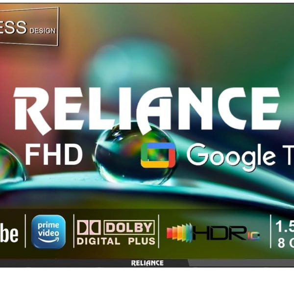 Reliance 43 inch Full HD Smart LED TV | IPS A+ Display, Frameless Design, Voice Remote, 1.5GB RAM, 8GB Storage | RW43GD8676FHD (Black)