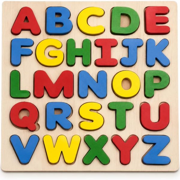 Tantrums Montessori Wooden Alphabet Puzzle | ABCD Capital Letters Learning Board for Kids, Boys and Girls | Educational Toy for Toddlers | Improves Motor Skills & Hand-Eye Coordination