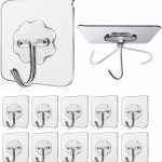 JIALTO Adhesive Hooks, Heavy Duty 5 kg Wall Hooks, Nail-Free Reusable Stainless Steel Sticky Hangers for Multipurpose Kitchen, Bathroom & Home (10 Pcs)