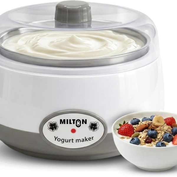 Milton Turbo Yogurt Maker Machine | Automatic with One-Touch Operation | Electric Yogurt Maker | Make Thick, Creamy Curd & Yogurt at Home | Energy Efficient | Easy to Use | White