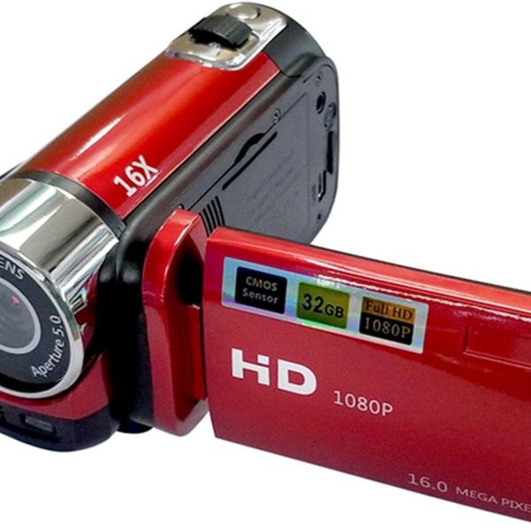 1080P HD Camcorder LCD Video Camera Recorder 16X Zoom Night Vision -EU Red