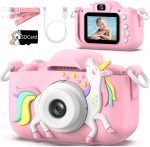 CADDLE & TOES Kids Camera for Boys Girls, 20MP 1080P Digital Video Camera for Kids, Christmas Birthday Gift for Boys and Girls Age (4+) to 12,Digital Camera (Pink-Rainb)