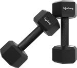 Lifelong PVC Hex Fixed Dumbbells Pack of 2 (1kg*2) Black Color for Home Gym Equipment Fitness Barbell|Gym Exercise|Home Workout, Gym | Weights for Men & Women (6 Months Warranty)