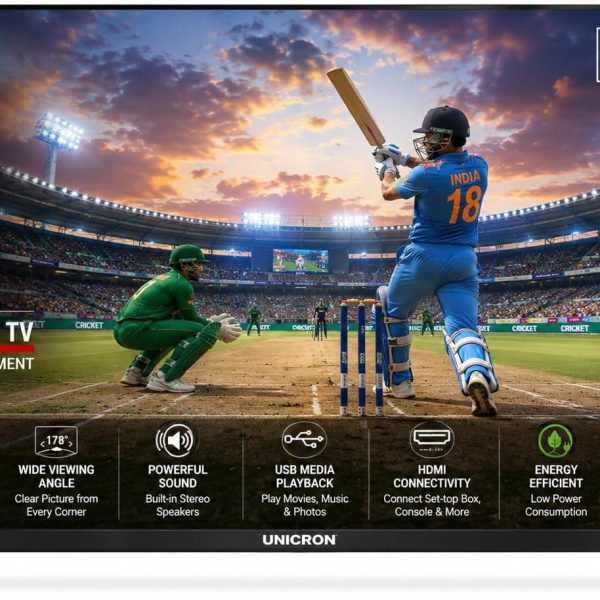 UNICRON 32 Inch LED TV Frameless | Non SMART TV | HD Ready Display | HDMI, USB Connectivity | Non-Smart Television for Home | Premium Black