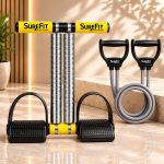 SUREFIT Double Spring Tummy Trimmer with Resistance Tube | Heavy Duty Ab Exerciser for Home Workout | Full Body Fat Burner, Chest Expander Fitness Equipment for Men & Women