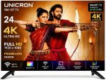 UNICRON 24”INCH Frameless HD Ready Android Smart LED TV | WiFi Enabled | Built-in Apps Compatible (YouTube, Netflix, Prime Video) | Screencast | HDMI, USB Connectivity | Black Premium