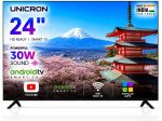 UNICRON TE 24” INCH HD Ready Android Smart LED TV, WiFi Enabled, 30W Sound Speaker, Built-in Apps Compatible (YouTube, Netflix, Prime Video), Mobile Screencast