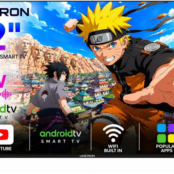 UNICRON TE 32 Inch Android Smart TV, HD Ready LED Television for Home, Gaming, Office with WiFi, 30W Sound with Premium Frameless Design, Built in Apps