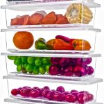 Xiran 6 Fridge Storage Boxes Fridge Organizer With Removable Drain Plate&Lid Stackable Fridge Storage Containers Plastic Freezer Storage Containers For Fish,Meat,Vegetables,Fruits(1500Ml),Transparent