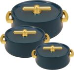 Selvel Elegance Inner Steel Casserole Set of 3 (1700ml,1200ml, 600ml) |BPA Free| Advanced P.U. Insulation | Keeps Food hot & Fresh For Upto 6 Hours