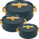 Selvel Elegance Inner Steel Casserole Set of 3 (1700ml,1200ml, 600ml) |BPA Free| Advanced P.U. Insulation | Keeps Food hot & Fresh For Upto 6 Hours
