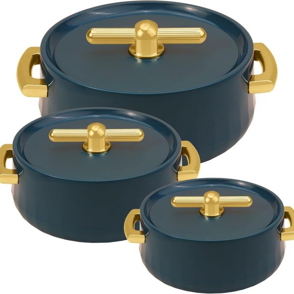Selvel Elegance Inner Steel Casserole Set of 3 (1700ml,1200ml, 600ml) |BPA Free| Advanced P.U. Insulation | Keeps Food hot & Fresh For Upto 6 Hours