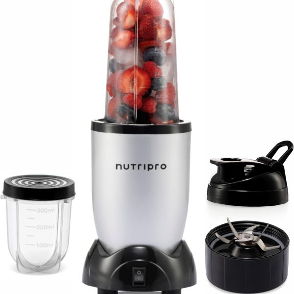 NutriPro Juicer Mixer Grinder - Smoothie Maker - 500 Watts (2 Jars & 1 Blade, Silver) - 2 Year Warranty