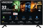UNICRON 32 inch smart tv Android Frameless Smart LED TV HD Ready Built-in WiFi | HDMI & USB Connectivity | Built-in Apps Compatible,YouTube, Netflix, Prime Video