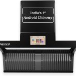 Beyond Appliances Orion 90cm Auto Clean Kitchen Chimney | 1600 CMH Suction | Filterless | Smart Touchscreen Display & Speaker | Baffle Plates | Touch Control | Black Finish.