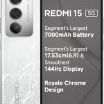 REDMI 15 5G Frosted White 8GB + 256GB | Segment's Largest 7000mAhA Battery | Segment's Largest Display 17.53cm(6.9) Up to 144Hz | Snapdragon 6s Gen 3 | 18W Reverse Charging | 50MP AI Dual Camera