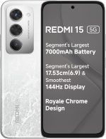 REDMI 15 5G Frosted White 8GB + 256GB | Segment's Largest 7000mAhA Battery | Segment's Largest Display 17.53cm(6.9) Up to 144Hz | Snapdragon 6s Gen 3 | 18W Reverse Charging | 50MP AI Dual Camera