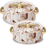 SELVEL Elegance Casserole | Advanced PU Insulation | Elegant Design Hot Pot | Keeps Food Hot & Fresh for upto 6 Hours | Serve Chapati, roti, Biryani (Royal Ceramica, Set Of 2 (1200 Ml & 700 Ml))
