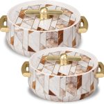 SELVEL Elegance Casserole | Advanced PU Insulation | Elegant Design Hot Pot | Keeps Food Hot & Fresh for upto 6 Hours | Serve Chapati, roti, Biryani (Royal Ceramica, Set Of 2 (1200 Ml & 700 Ml))