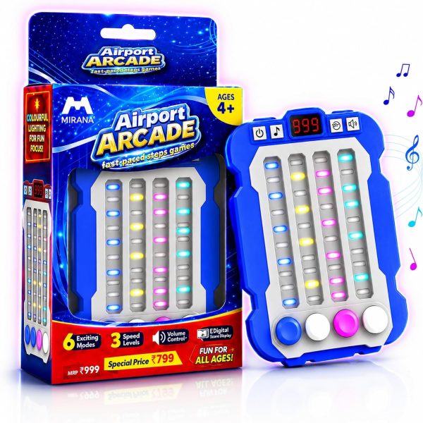 Mirana Airport Arcade - Portable Handheld Steps Game for Kids - 6 Exciting Modes, 3 Speed Levels - Digital Score Display - Toy Gift for Boys & Girls 4 5 6 7 8 9 10+ Years