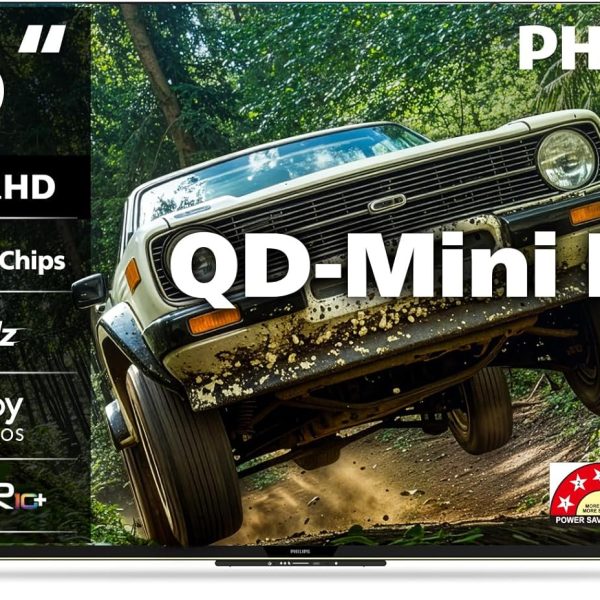 PHILIPS 138 cm (55 inches) 4K Ultra HD QLED Smart QD-Mini LED Google TV 55MLED610/94