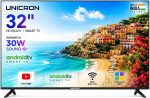 TE 32 Inch Android Smart TV, HD Ready LED Television with WiFi, 30W Sound with Premium Frameless Design, Built in Apps