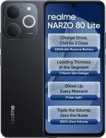 realme NARZO 80 Lite 4G (Obsidian Black 2026, 4GB+64GB) | 6300mAh Segment's Biggest Battery | 7.94mm Slim Design | 300% Ultra Volume | Pulse Light: 9 Colors, 5 Glow Modes | Ai Assist