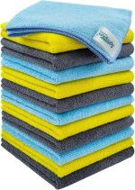 SOFTSPUN Microfiber Cleaning Cloths, 12pcs 30x30cms 220 GSM Multi-Colour! Highly Absorbent Lint and Streak Free Multi -Purpose Wash Cloth for Kitchen Window Stainless Steel Silverware.